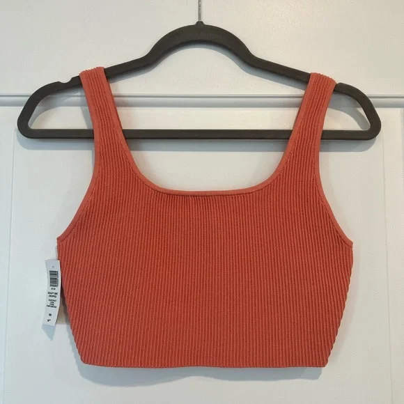 Babaton SCULPT KNIT SQUARENECK CROPPED TANK Medium, Colour: Grapefruit Coral - Picture 3 of 5